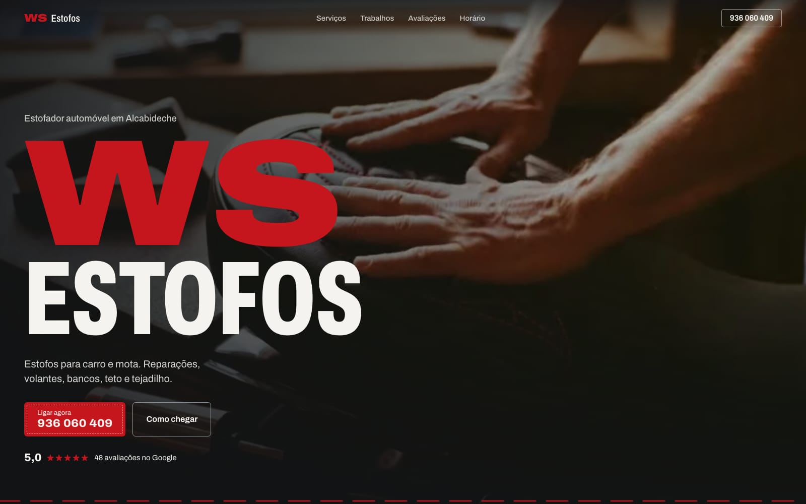 Site WS Estofos no computador